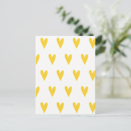 Cute Gult Hearts Mönster vykort