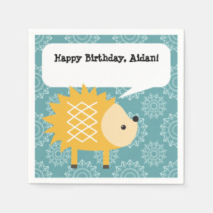 Cute Gult Hedgehog Personlig Party Napkins Pappersservett