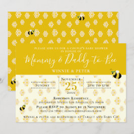 Cute Gult Honeycomb Bee Couples Baby Shower Inbjudningar