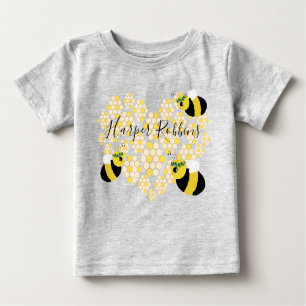 Cute Gult Honeycomb Heart honey Bee Baby Gift T Shirt