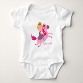 Cute Gult Hred Girl Riding på Unicorn T Shirt