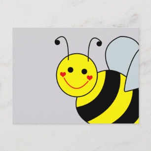 Cute Gult Humla Grått Vykort
