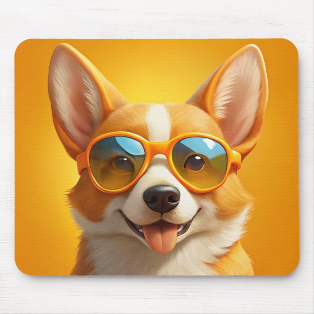 Cute gult hund med 🕶️ musmatta (Framsidan)