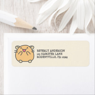 Cute Gult Kawaii Hamster Returadress Etikett
