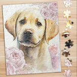 Cute Gult Labrador Puppy Hund Pussel<br><div class="desc">Tillbringa en avslappnad eftermiddag med att sätta ihop det här pusslet av den här söta hej labbpipan.</div>