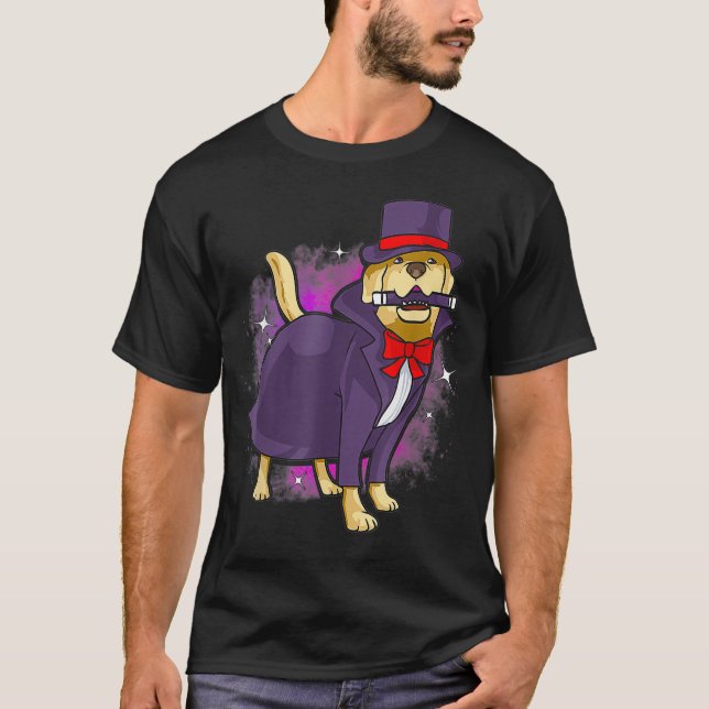 Cute Gult Labrador Retriever Hund Magician Gifts T Shirt (Framsida)