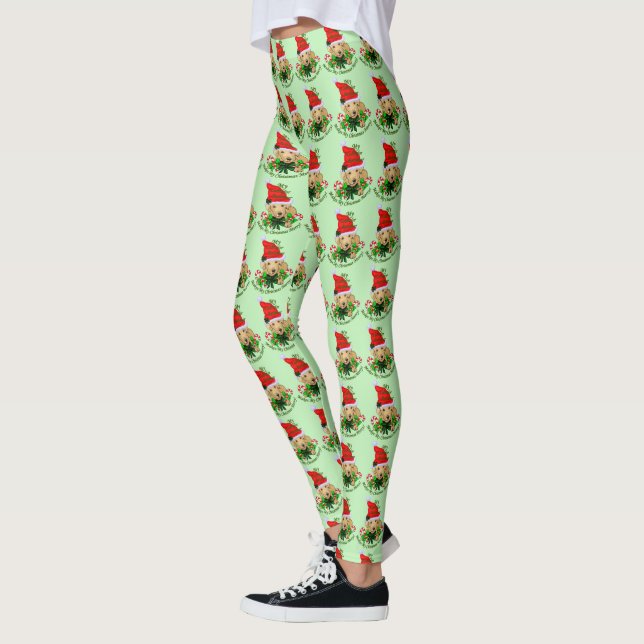 Cute Gult Labrador Retriever jul Leggings (Vänster)