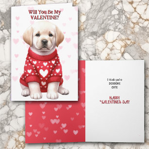 Cute Gult Labrador Retriever Puppy Valentine Helgkort