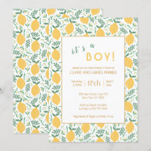 Cute Gult Lemon Foliage | Boy Baby Shower