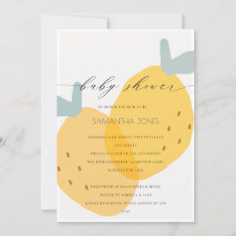 Cute Gult Lemon Fruktig Citrus Baby Shower Inbjuda Tack Kort