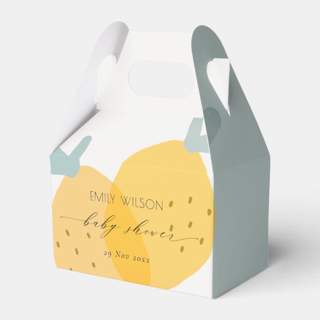 Cute Gult Lemon Fruktig Citrus Baby Shower Presentaskar (Framsidan Sidan)