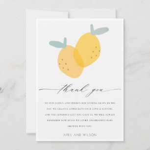 Cute Gult Lemon Fruktig Citrus Bright Baby Shower Tack Kort