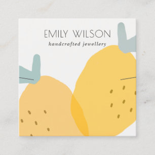 Cute Gult Lemon Fruktig Citrus Earring Visning Fyrkantigt Visitkort