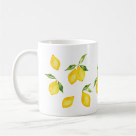 Cute gult lemon vattenfärgsfrukt kaffemugg