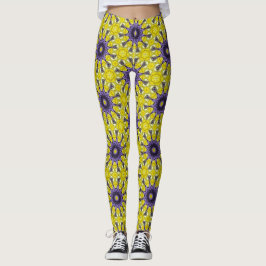 Cute Gult Lila Kaleidoscope Geometric Mönster Leggings