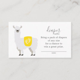 Cute Gult Llama Diaper Raffle Biljett Baby Shower Tilläggskort