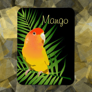 Cute Gult Lovebird Pet Namn Black Bright Löv Magnet