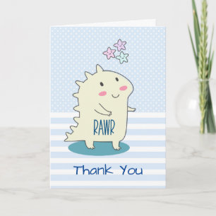 Cute Gult Lycklig Dinosaur Illustration Tack Kort
