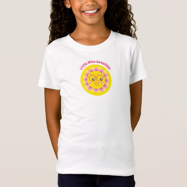 Cute Gult Lycklig Sunshine Girl T-shirt (Framsida)