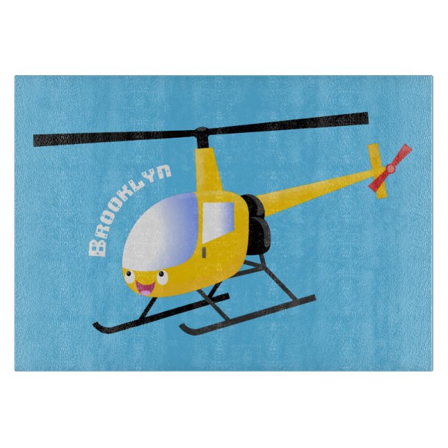 Cute gult lycklig tecknad helikopter (Framsidan)