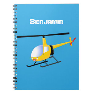 Cute gult lycklig tecknad helikopter anteckningsbok