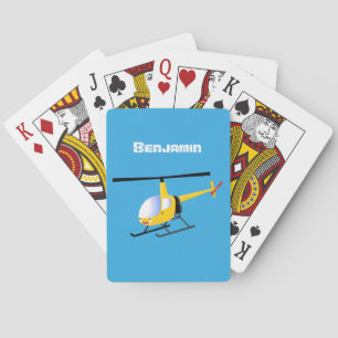 Cute gult lycklig tecknad helikopter casinokort