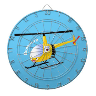 Cute gult lycklig tecknad helikopter darttavla