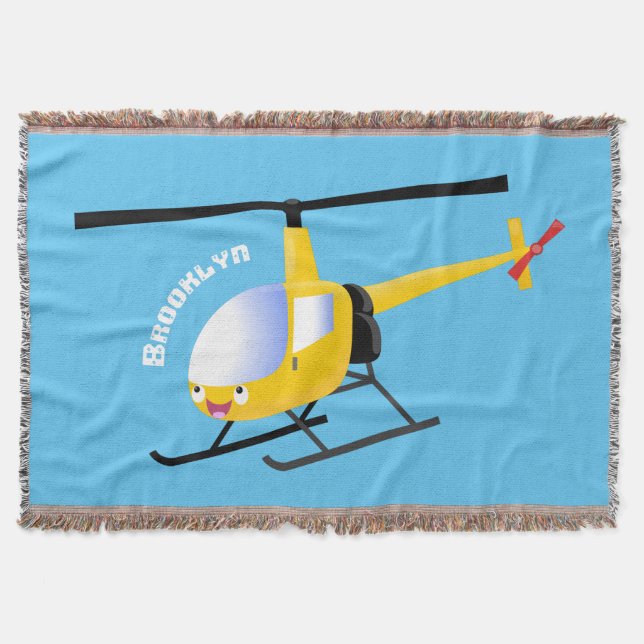 Cute gult lycklig tecknad helikopter filt (Framsidan)