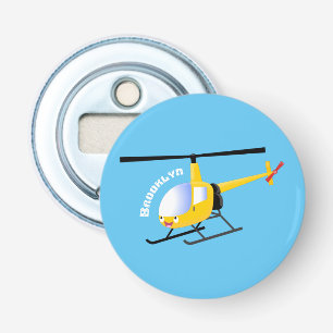 Cute gult lycklig tecknad helikopter flasköppnare