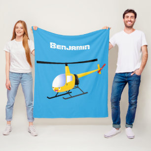Cute gult lycklig tecknad helikopter fleecefilt