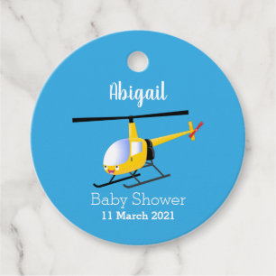 Cute gult lycklig tecknad helikopter gåvor etiketter