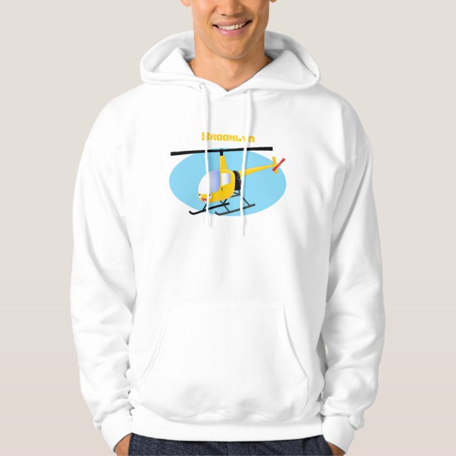 Cute gult lycklig tecknad helikopter hoodie (Framsida)