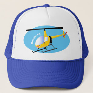 Cute gult lycklig tecknad helikopter keps