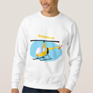 Cute gult lycklig tecknad helikopter lång ärmad tröja