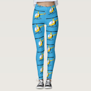 Cute gult lycklig tecknad helikopter leggings