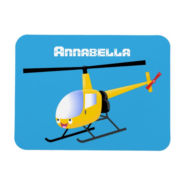 Cute gult lycklig tecknad helikopter magnet (Horisontell)