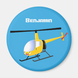 Cute gult lycklig tecknad helikopter magnet