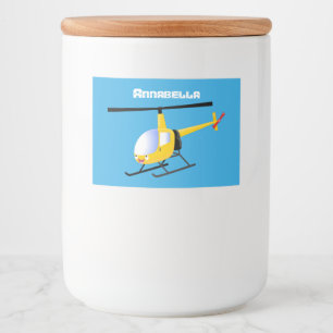 Cute gult lycklig tecknad helikopter mat etiketter