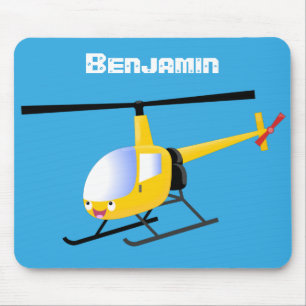 Cute gult lycklig tecknad helikopter musmatta