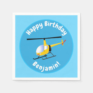 Cute gult lycklig tecknad helikopter pappersservett