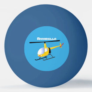 Cute gult lycklig tecknad helikopter pingisboll