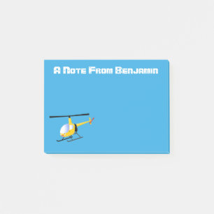 Cute gult lycklig tecknad helikopter post-it block