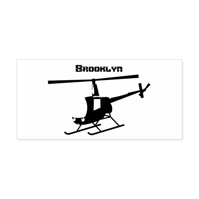 Cute gult lycklig tecknad helikopter stämpel (Tryck)