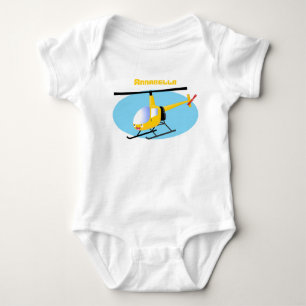 Cute gult lycklig tecknad helikopter t shirt