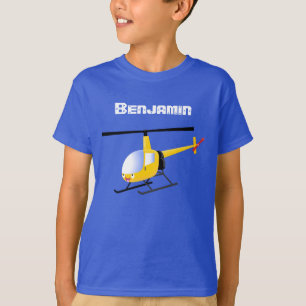 Cute gult lycklig tecknad helikopter t shirt