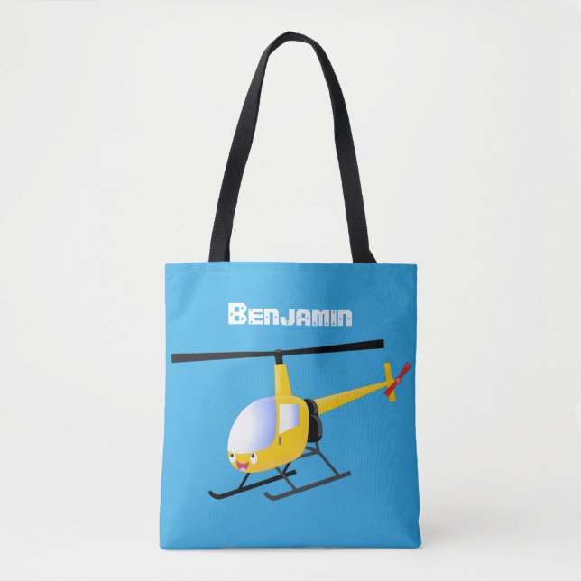 Cute gult lycklig tecknad helikopter tygkasse (Framsida)