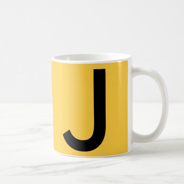 Cute Gult Monogram Travel Kaffemugg (Höger)