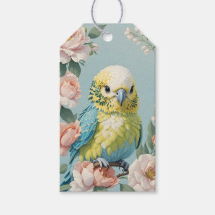 Cute Gult och Blue Baby Budgie Parakeet Bird Presentetikett