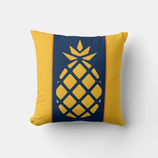 Cute Gult och Blue Pineapple Monogram Kudde (Framsida)