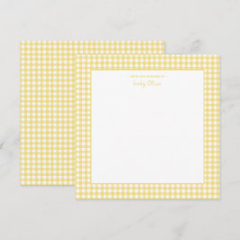 Cute Gult och vit gingham babydusch Tack Kort